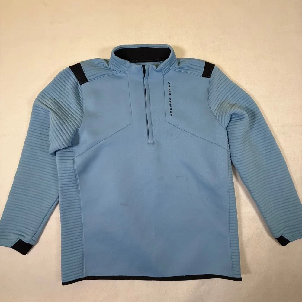 Under Armour ColdGear Golf Quarter Zip Pullover Light Blue Mens XL 1360504